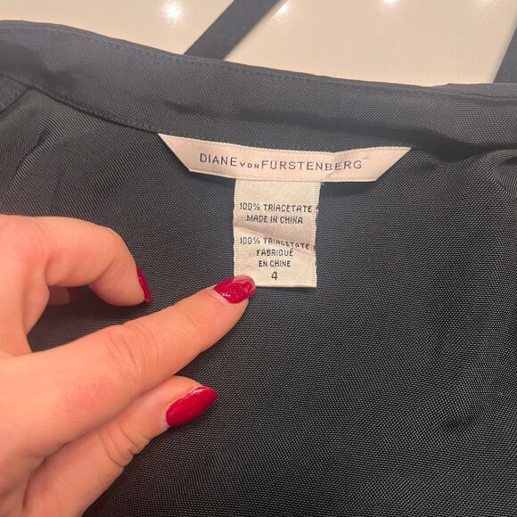 Diane Von Furstenberg Black Sleeveless Drawstring Tie Drape Wrap Dress Size 4 - Picture 4 of 8